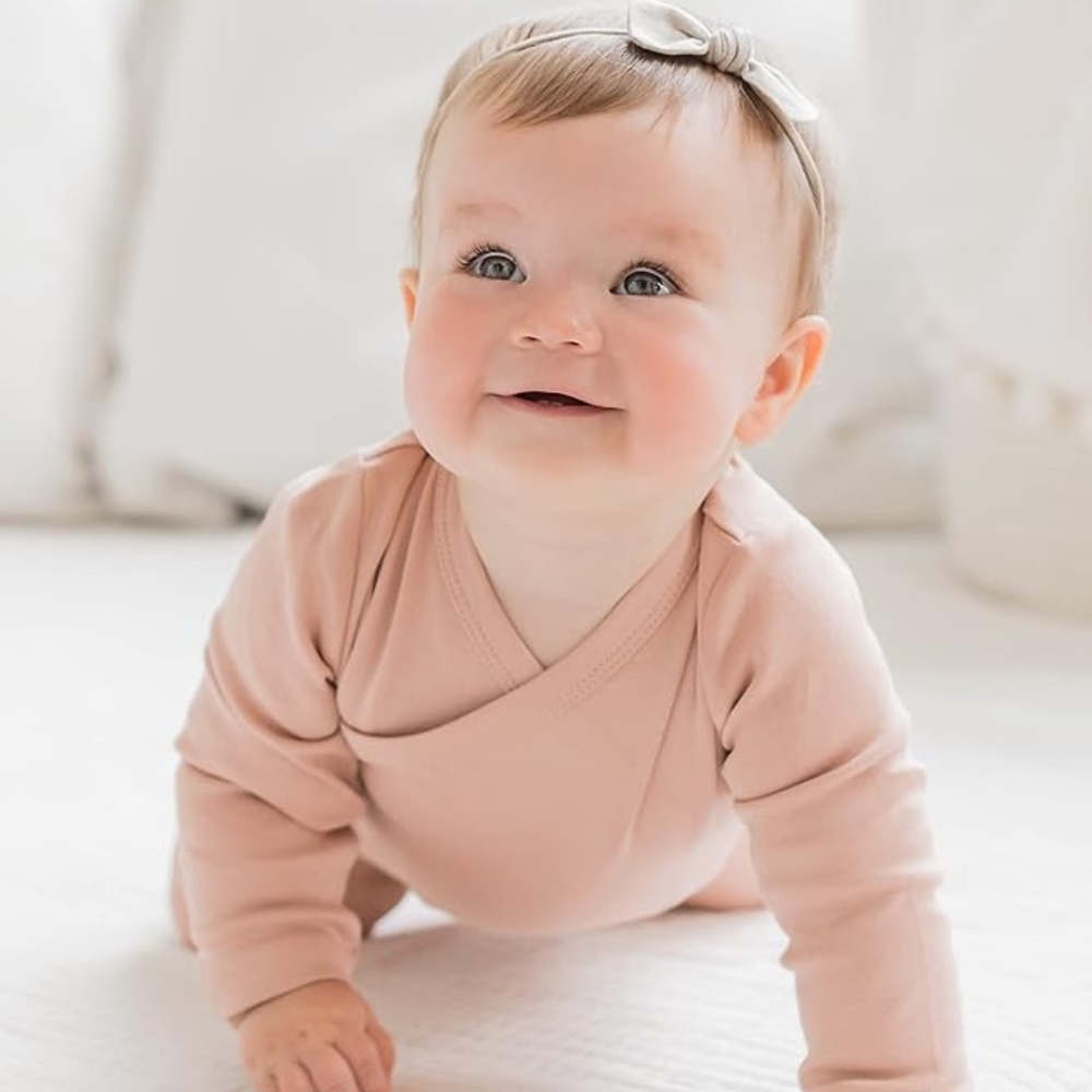 Colored Organics Kimono Onesie in Blush - Size NB